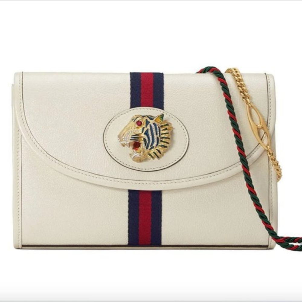Gucci Rajah Leather Shoulder Bag in White